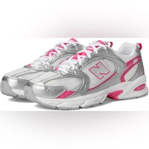 New Balance 530 Metallic Silver and Pink Running Shoes
